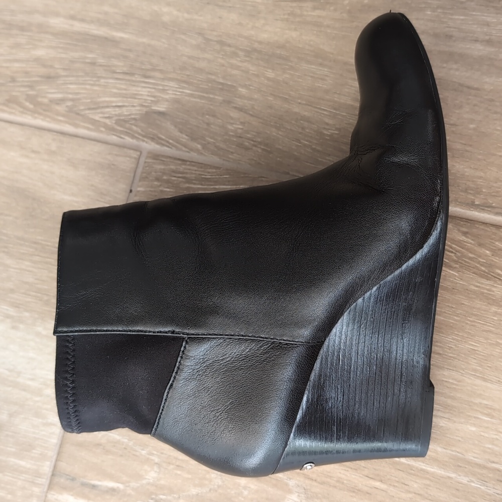 Michael Kors Women's Size 9.5 Black Leather and Neopreen 3" Wedge Ankle Boots
